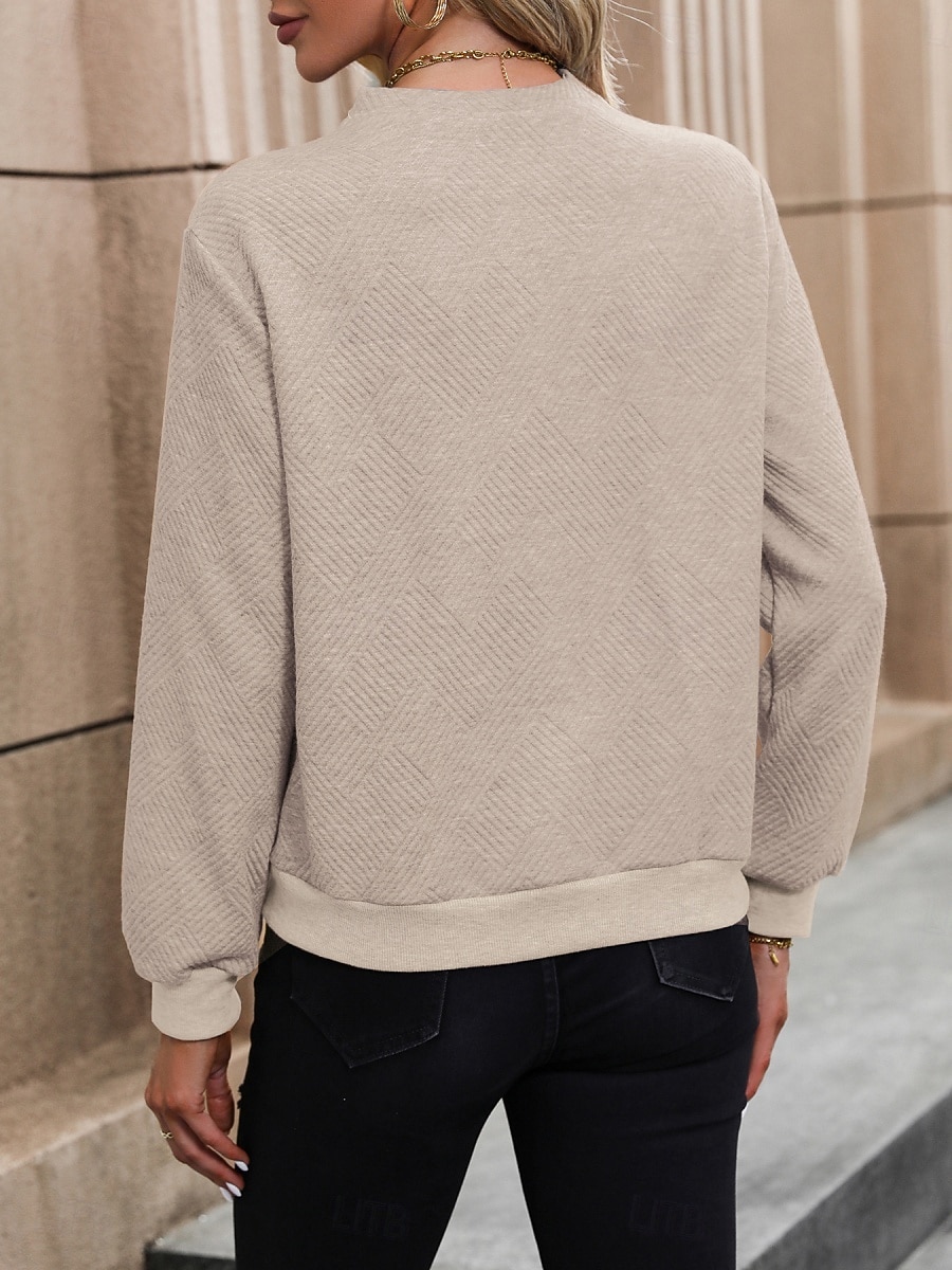 Per donna Felpa Pullover Semplice Casual Manica Lunga Scollo a V Top Regolari Streetwear Abbigliamento Quotidiano Bottoni Nero Bianco Beige Autunno Inverno del 2025 a $29.99 –P5