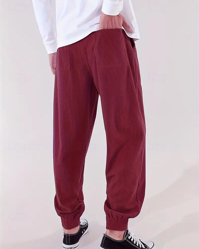 Per uomo Pantaloni da tuta Joggers Pantaloni in velluto a coste Tasca Elastico in vita Coulisse Semplice Comodità Sport all'Aperto Quotidiano Moda Casual Marrone Scuro Nero Micro-elastico del 2025 a $17.99 –P10