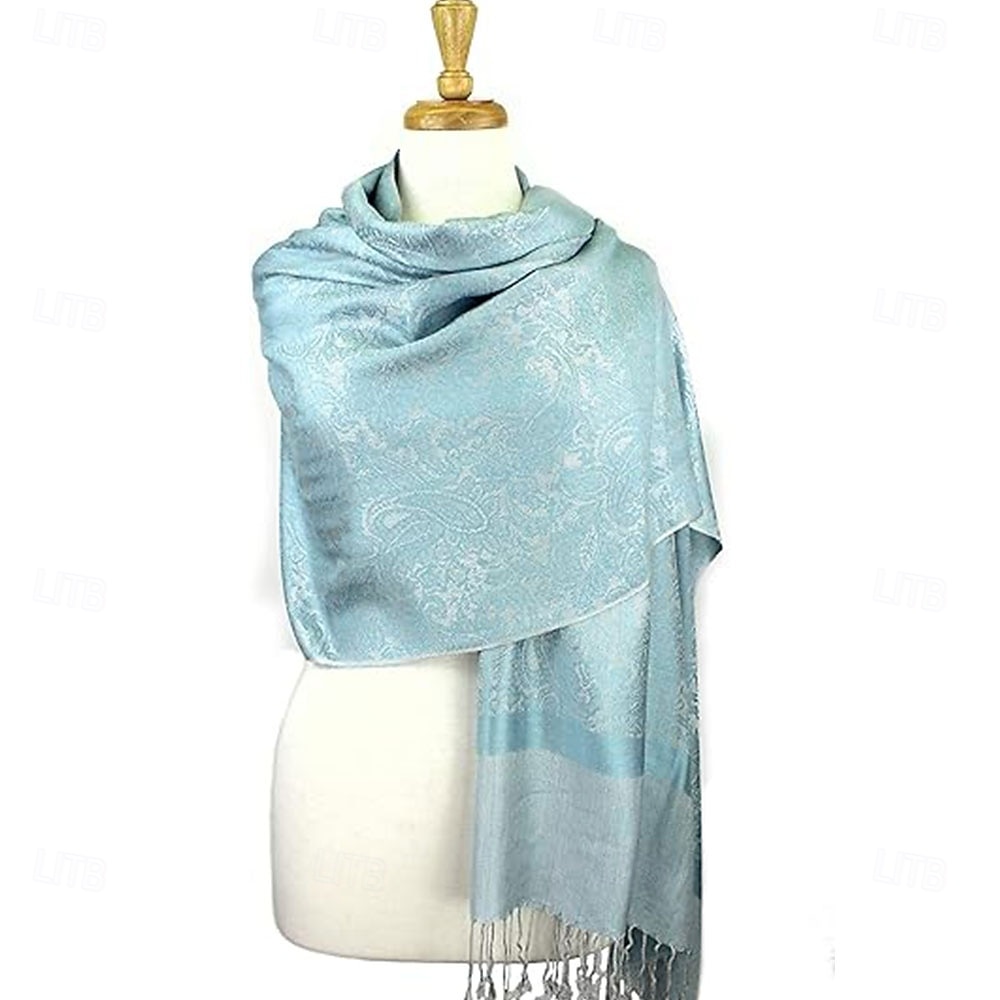 Damhalsduk i paisleymönstrad jacquardmönster i akryl – varm, trendig lång franssjal med etnisk stil för hösten &vinter 2025 - $14.99 –P4