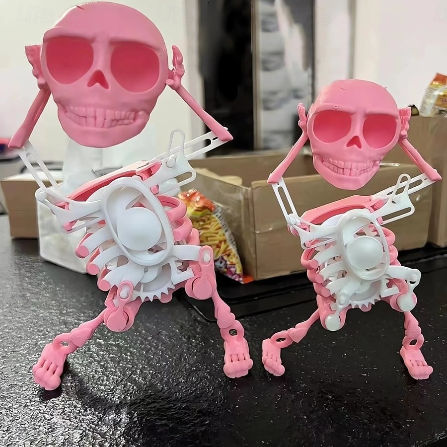 2025年 面白いゼンマイ仕掛けのおもちゃ、ダンシングスケルトンマン、ゼンマイ式3Dプリントスケルトンヘッドおもちゃ、ハロウィンパーティーギフトや斬新な装飾に最適な楽しいデスクデコレーション  コレクション – $9.49 –P4