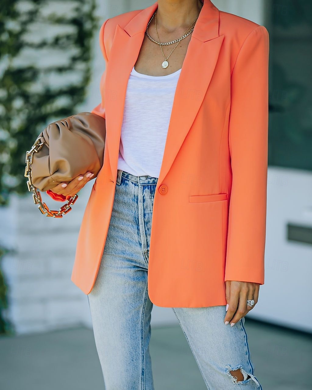 Damen Blazer Bequem Atmungsaktiv Tasche Mode Modern Einfach Arbeit Täglich Regulär Umlegekragen Normale Passform Langarm Oberbekleidung Rosa Orange Grün Frühling Herbst 2025 - $26.99 –P1