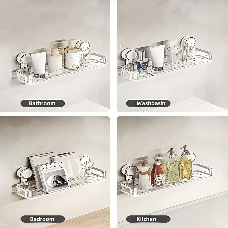 mensola da bagno con ventosa montata a parete, mensola impermeabile per cosmetici con drenaggio, perfetta per il bagno &organizzazione della cucina del 2025 a $29.99 –P6