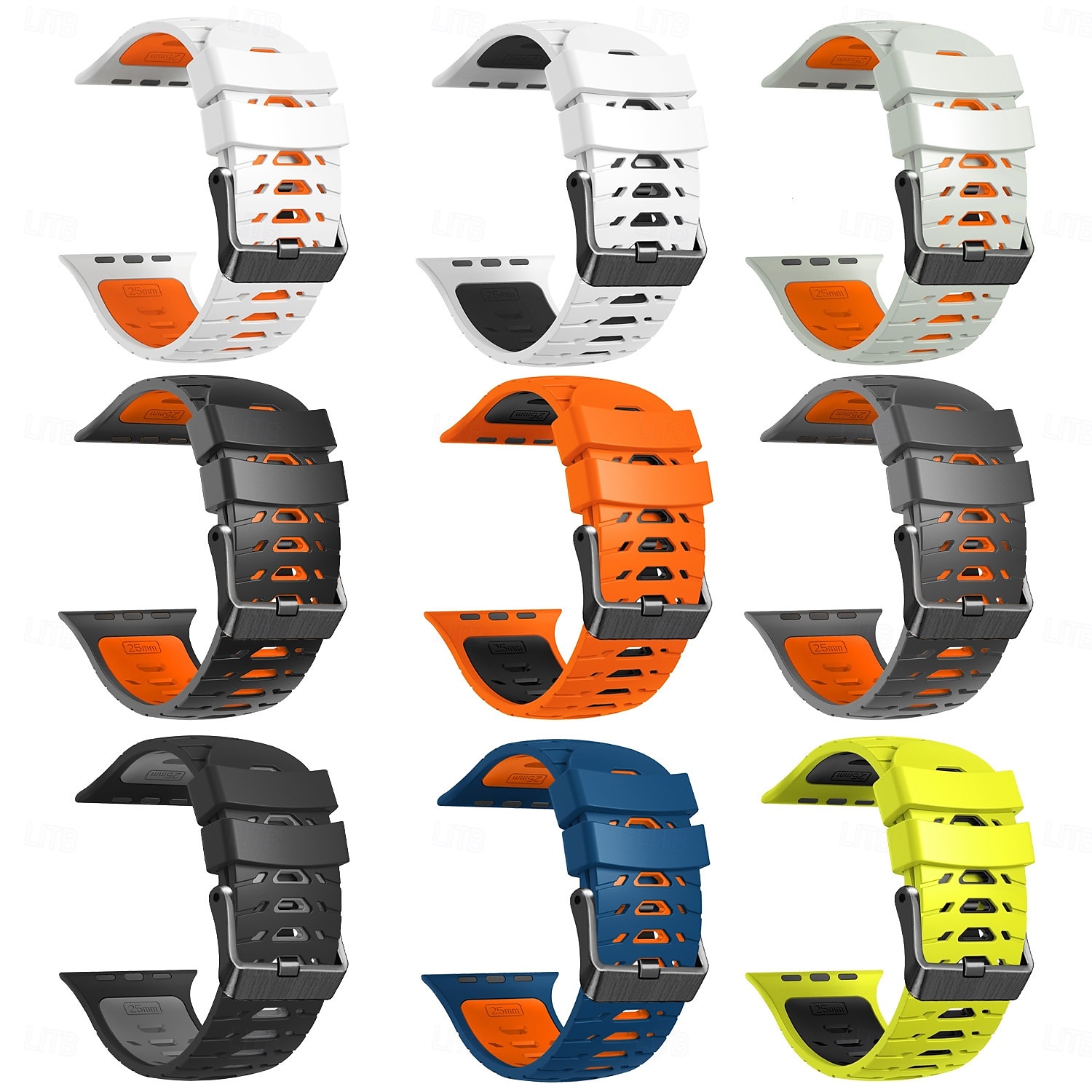 Pulseira esportiva compatível com Apple Watch 42mm 44mm 45mm 49mm Fecho de metal resistente Pulseira de silicone ajustável Pulseira de substituição para iWatch Ultra 2 Series 9 8 7 SE 6 5 4 de 2025 por $11.99 –P1