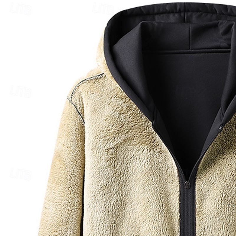 Per uomo Felpa con cappuccio Felpa con cappuccio a zip intera Felpa con cappuccio in pile Nero Grigio chiaro Grigio scuro Con Cappuccio Semplice Con zip Tasca Frontale Sport & Outdoor Casuale del 2025 a $30.99 –P5