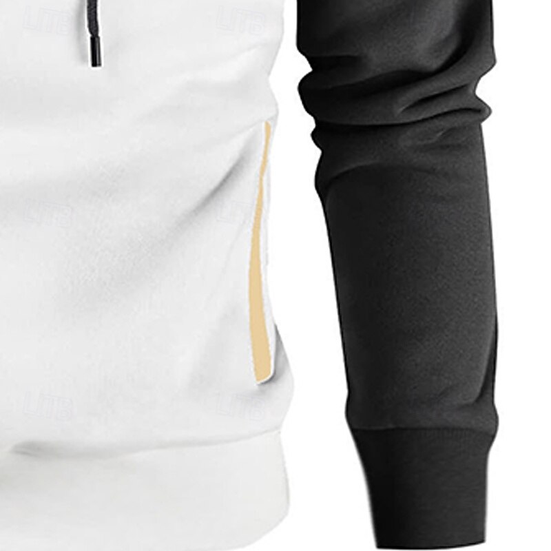 Per uomo Felpa con cappuccio Felpa con cappuccio in pile Bianco Giallo Verde militare Rosso Cachi Con Cappuccio Blocco di colori Patchwork Blocco di colore Sport & Outdoor Casuale Quotidiano del 2025 a $23.99 –P8