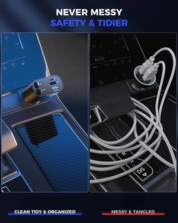 încărcător auto retractabil 4 în 1 adaptor încărcător auto rapid pentru telefon cu tip C &cabluri Apple compatibile cu iPhone 16/15/14/13/12/11, Galaxy, Pixel 2025 - $25.99 –P6