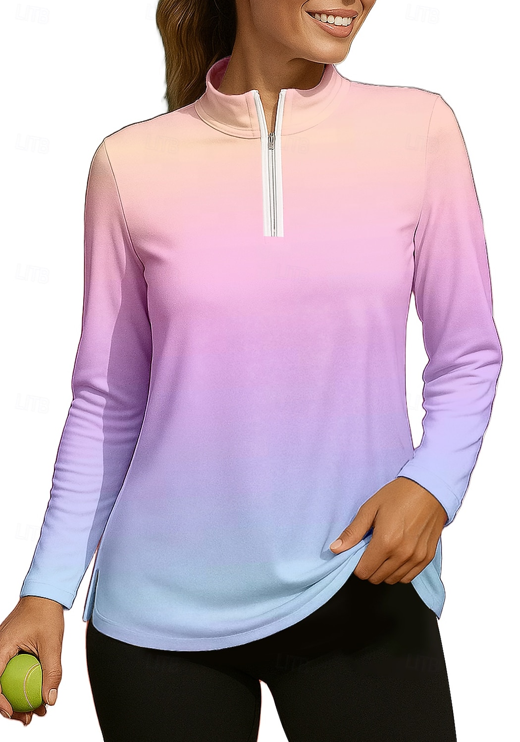 نسائي التدرج Shirt قميص رياضي قميص بولو قميص تنس كم طويل سحاب زهري UPF50+ مقاوم للأشعة فوق البنفسجية عالية المرونة رطوبة فتل متنفس تينس الغولف ركض مرتفعة طوق بسحاب قميص قميص طويل الذراعين 2026 - $25.99 –P3