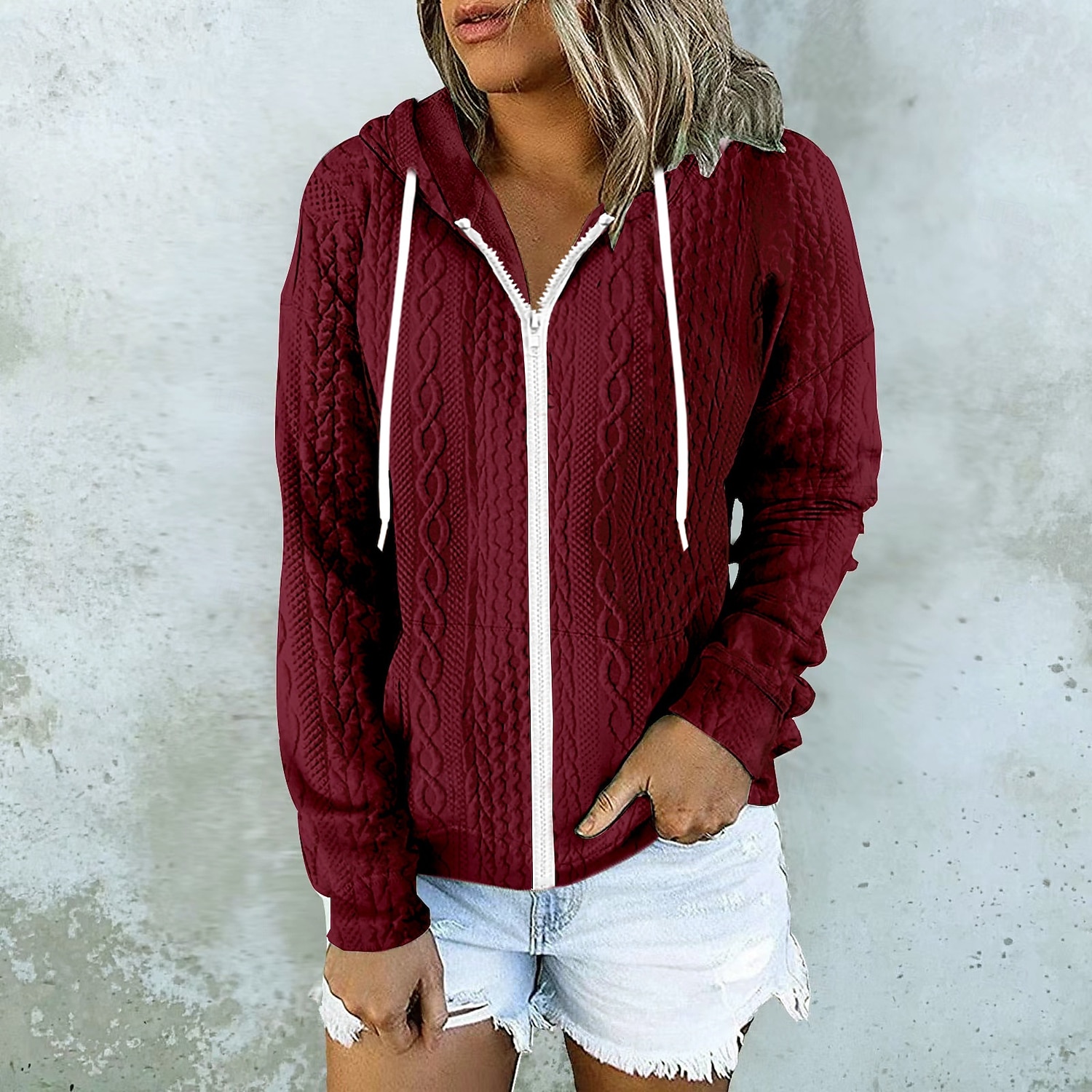 Mujer Chaqueta casual Cómodo Transpirable Bolsillo Exterior Casual Plano Ropa Deportiva Casual Diario Regular Con Capucha Ajuste regular Manga Larga Ropa de calle Negro Blanco Rosa Otoño Invierno 2025 - $26.99 –P5