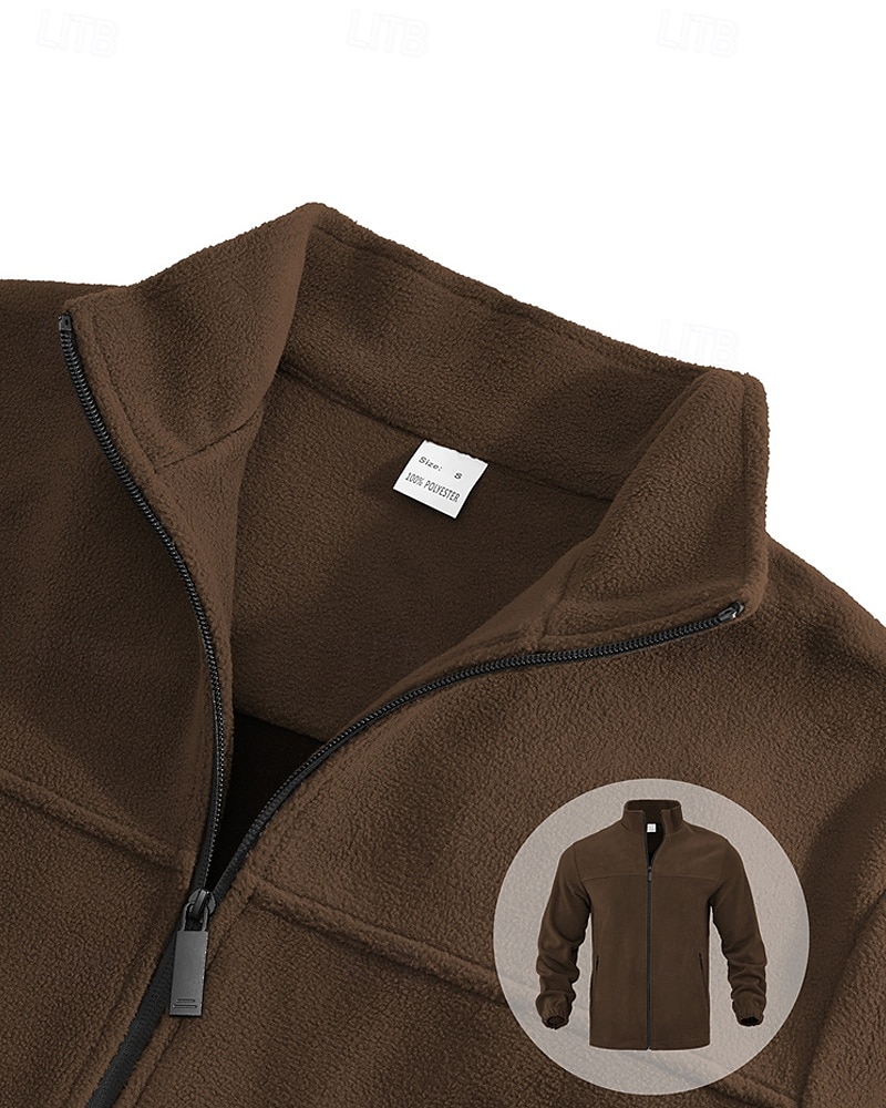 Bărbați Hanorca Fleece Polar Jachetă din lână Hanorac cu fermoar complet Negru Mov Portocaliu Gri Deschis Gri Închis Guler în picioare Simplu Buzunar Sporturi & Exterior Zilnic Concediu Poliester Șic 2025 - $32.99 –P12