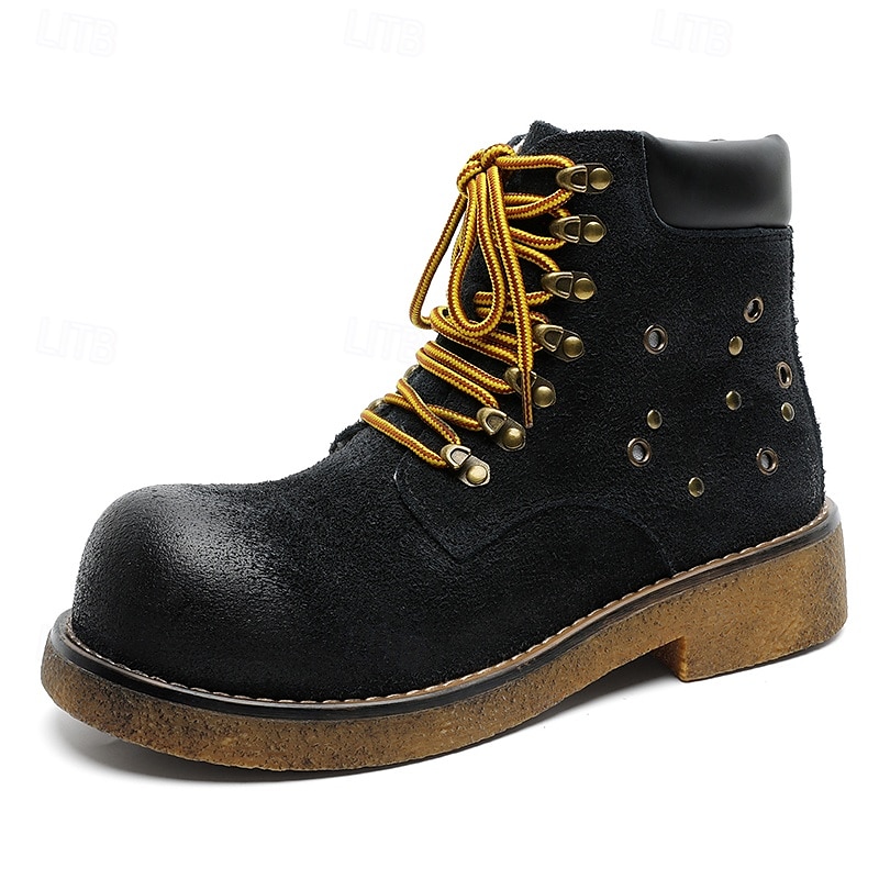 Bottines à lacets en daim vert pour homme – chaussures de travail vintage pour l'extérieur, idéales pour la randonnée automnale, le jardinage et le quotidien de 2025 ? $69.99 –P4
