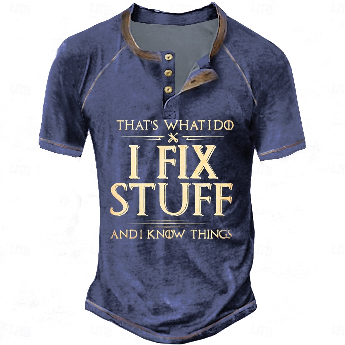 Herr Henleytröja T-shirts Grafisk Bokstav Jag fixar saker och jag vet saker Henley Kläder 3D-tryck Utomhus Ledigt Kortärmad Lappverk Button-Down Mode Designer Stylish Vintage 2025 - $22.99 –P5