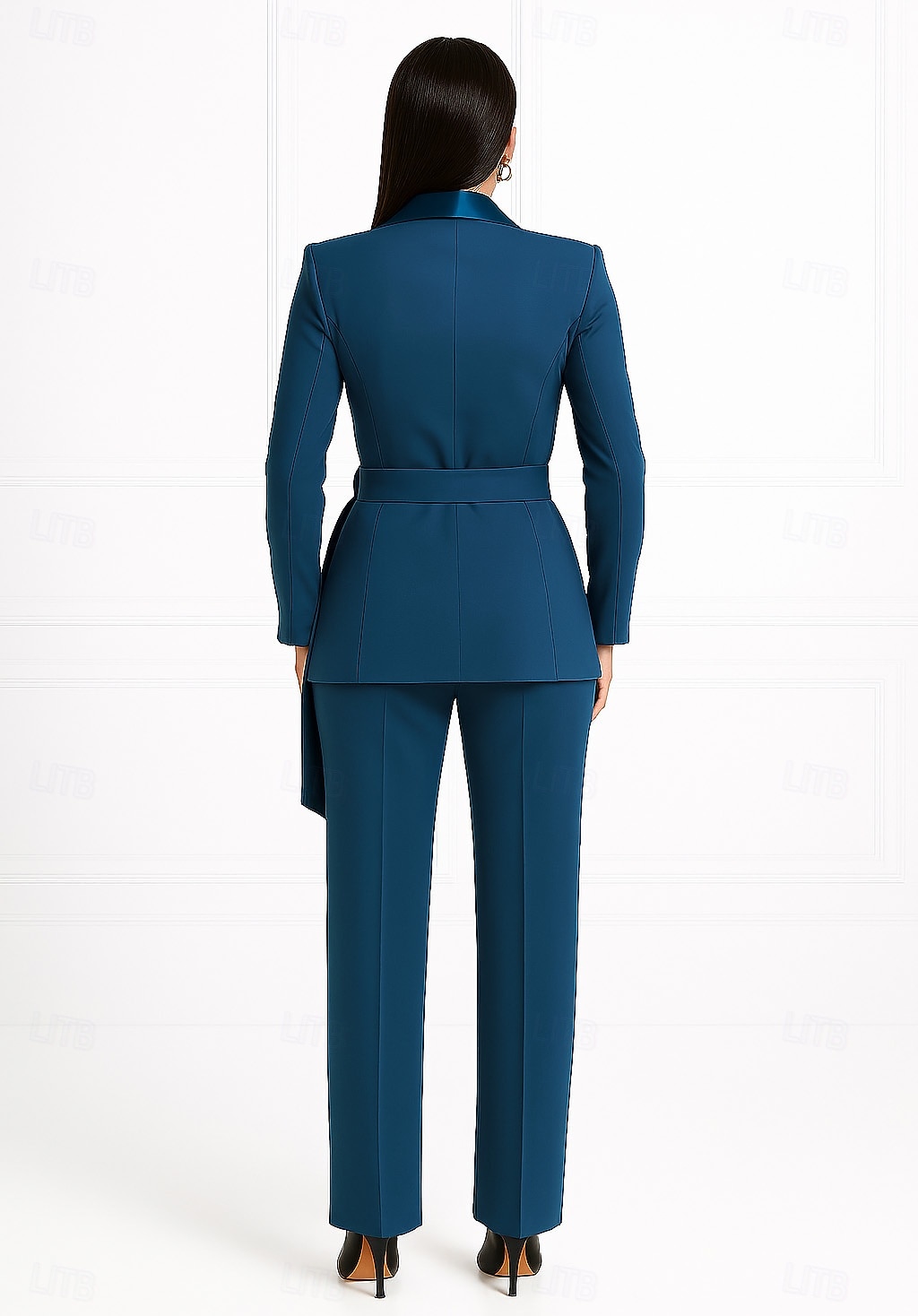 Mujer Trajes de 2 piezas Formal Invitado a la boda Satén Elegante Minimalista Casual Manga Larga Hasta el Tobillo Solapa Redonda Botonadura Doble 2025 - $179.99 –P2