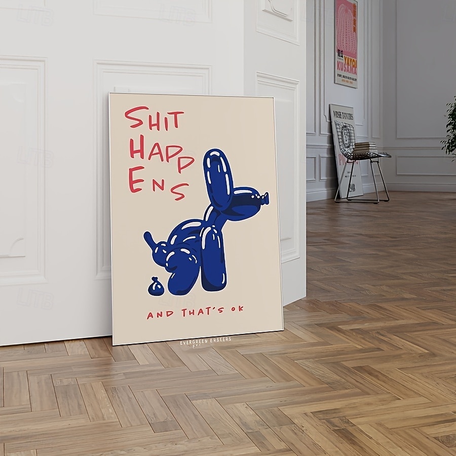 1pc Unframed Contemporary Canvas Poster Inspirational Blue & Red Typography Painting Balloon Dog Prints Canvas Wall Art Artwork Wall Painting For Birthday Gift Bedroom Office Living Room 2026 - $12.99 –P5