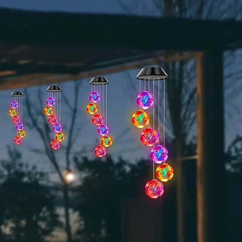Solcellsdriven rgb färgskiftande magisk boll vindklocka utomhus vattentät flamingo vindklocka trädgårdslampa för utomhus trädgård balkong terrassdekor jul nyårspresent 2025 - $22.99 –P3