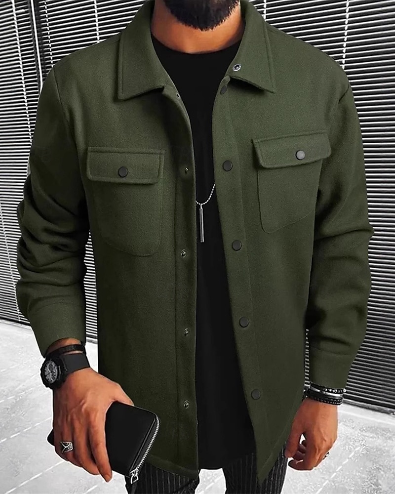 Homme Veste Légère Chemise Veste Veste Décontractée Chemise Vacances Quotidien Respirant Avec Poches Printemps Automne Uni Mode Classique Revers Régulier Noir bleu marine Kaki Gris Claire Vert de 2025 ? $27.99 –P16