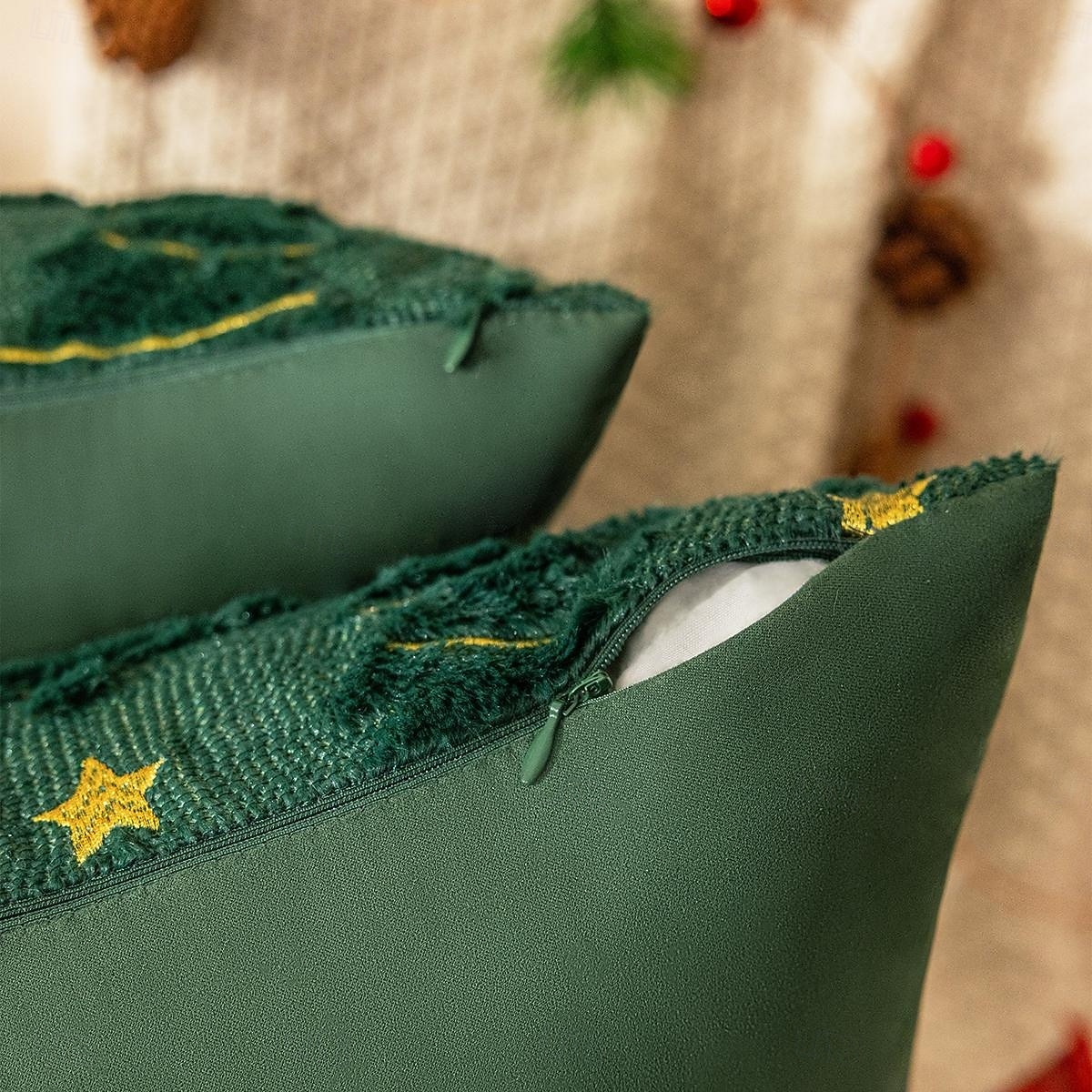 1 housse de coussin de Noël, style bohème décontracté, fermeture éclair carrée, classique et traditionnel de 2025 ? $15.99 –P5