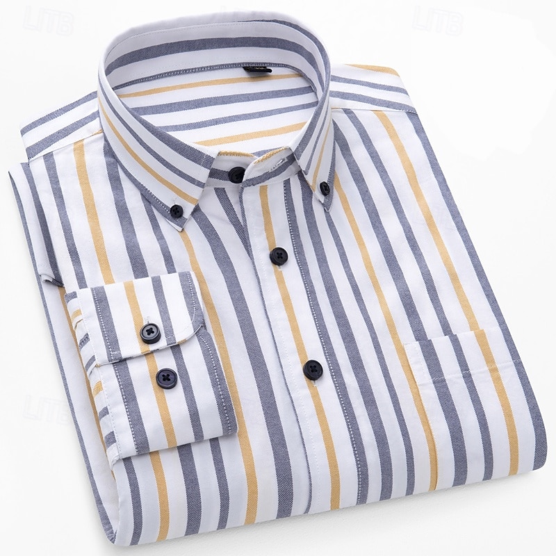 Per uomo Camicia Camicia elegante Camicia button-down Camicia Oxford Camicia a righe A righe Abbigliamento quotidiano Abbigliamento Aziendale Rosa chiaro Giallo Blu marino scuro Blu Manica Lunga del 2025 a $29.99 –P5