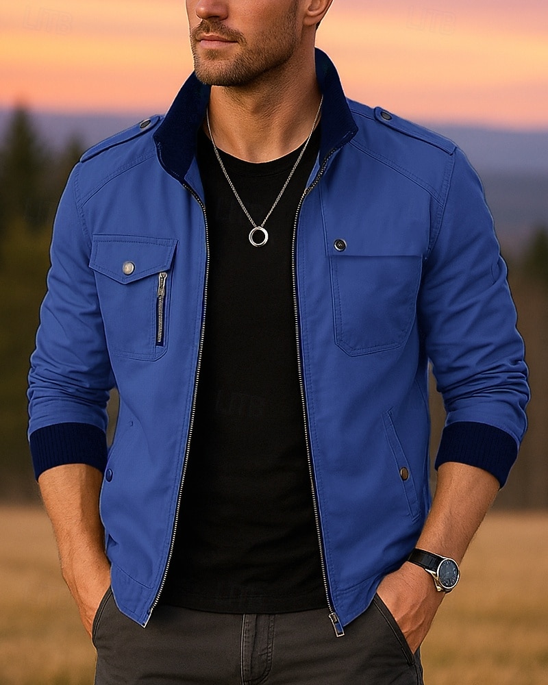 Men's Hiking Jacket Outdoor Windproof Breathable Hiking Outfits Hiking Clothes Spring Autumn / Fall Jacket Cotton Hunting Climbing Camping / Hiking / Caving Solid Color Black Army Green Red 2026 - $35.99 –P7