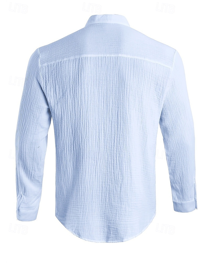 Herren Hemd Sommerhemd Freizeithemd Strandhemd Knopfhemd Schwarz Weiß Hellgrau Leicht Blau Langarm Einfach Stehkragen Urlaub Hawaiianisch Bekleidung Polyester Mode Lässig Bequem 2025 - $24.99 –P4