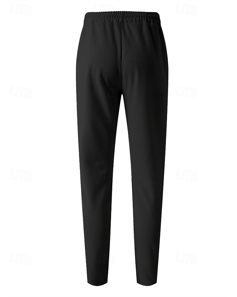 Herren Jogginghose Hose Faltenhose Waffelhose Tasche Elastischer Bund Kordelzug Einfach Komfort Sport im Freien Täglich Mode Lässig Schwarz Weiß Mikroelastisch 2026 - $17.99 –P15