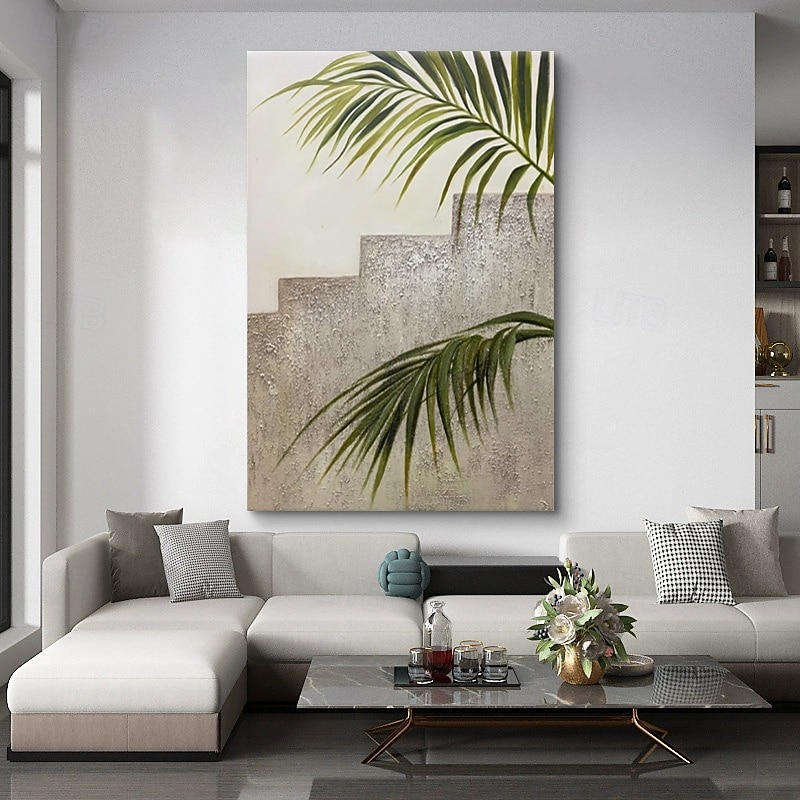 Handmade Oil Paintings Canvas Wall Art Decoration Modern Wabi-Sabi Style Large Leaves for Home Dining Room Decor Rolled Frameless Unstretched Painting 2026 - $61.99 –P1