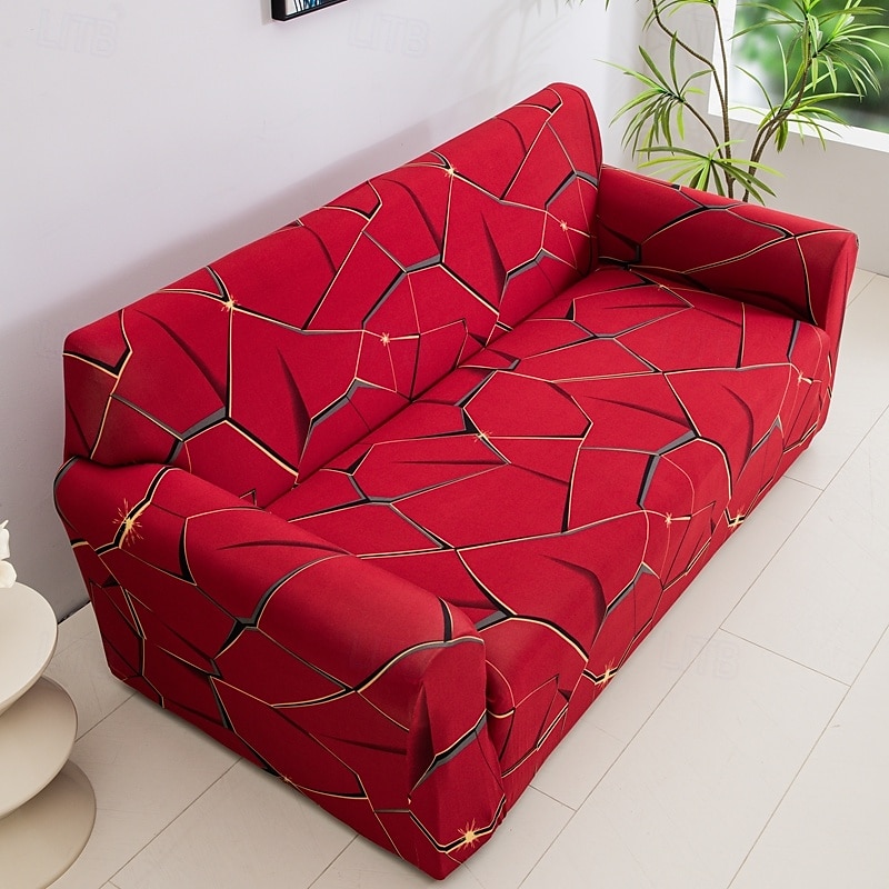 Elastic Sofa Cover With Geometry Print Stretchable Living Room Sofa Combination Horizontal Sofa Cover for 1/2/3/4 Seats Suitable for All Seasons 2025 - $22.99 –P6