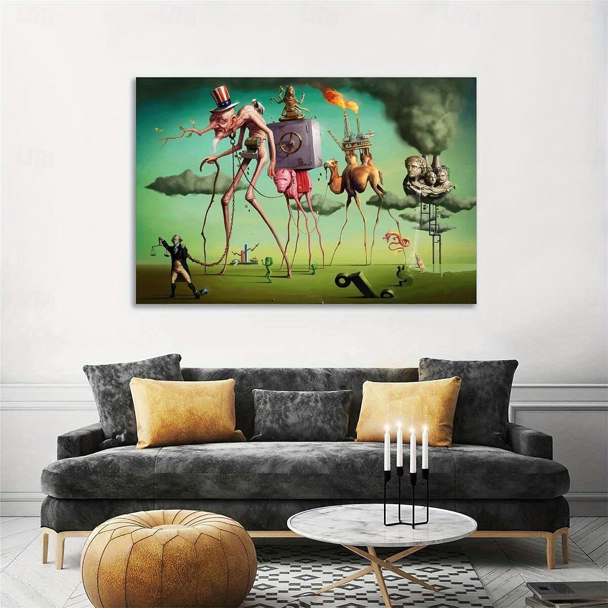 1 peça pôster de tela surrealista, arte de parede de uma sociedade ruim, pintura para banheiro, quarto, escritório, sala de estar, decoração de parede, decoração de casa, sem moldura de 2026 por $12.99 –P6