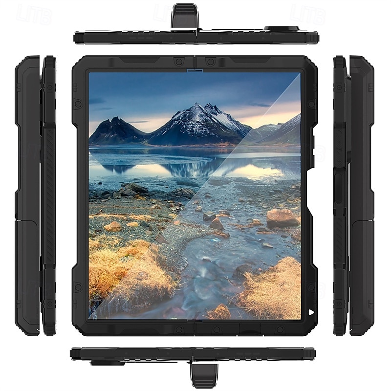 telefono Custodia Per Samsung Galaxy Piegatura a Z 7 Z Fold 6 Z Fold 5 Z Fold 4 Copertura Posteriore con Supporto Resistente agli urti Retrò Motivo Geometrico Armatura pet Lega di Alluminio Silicone del 2025 a $41.99 –P3