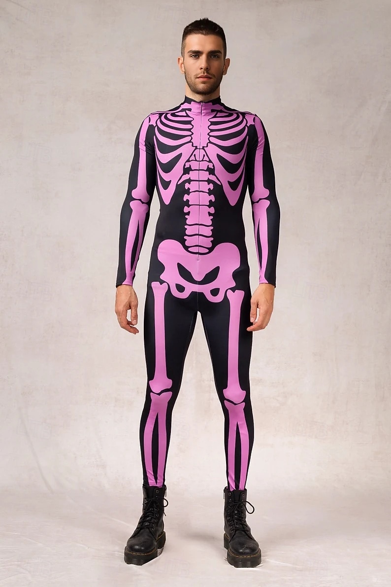 koponya csontváz test halloween csoportos páros jelmezek teljes testes macskaruha ijesztő jelmez férfi női fiú gyermek felnőttek előadás buli klub halloween karnevál halottak napja könnyű 2025 - $29.99 –P6