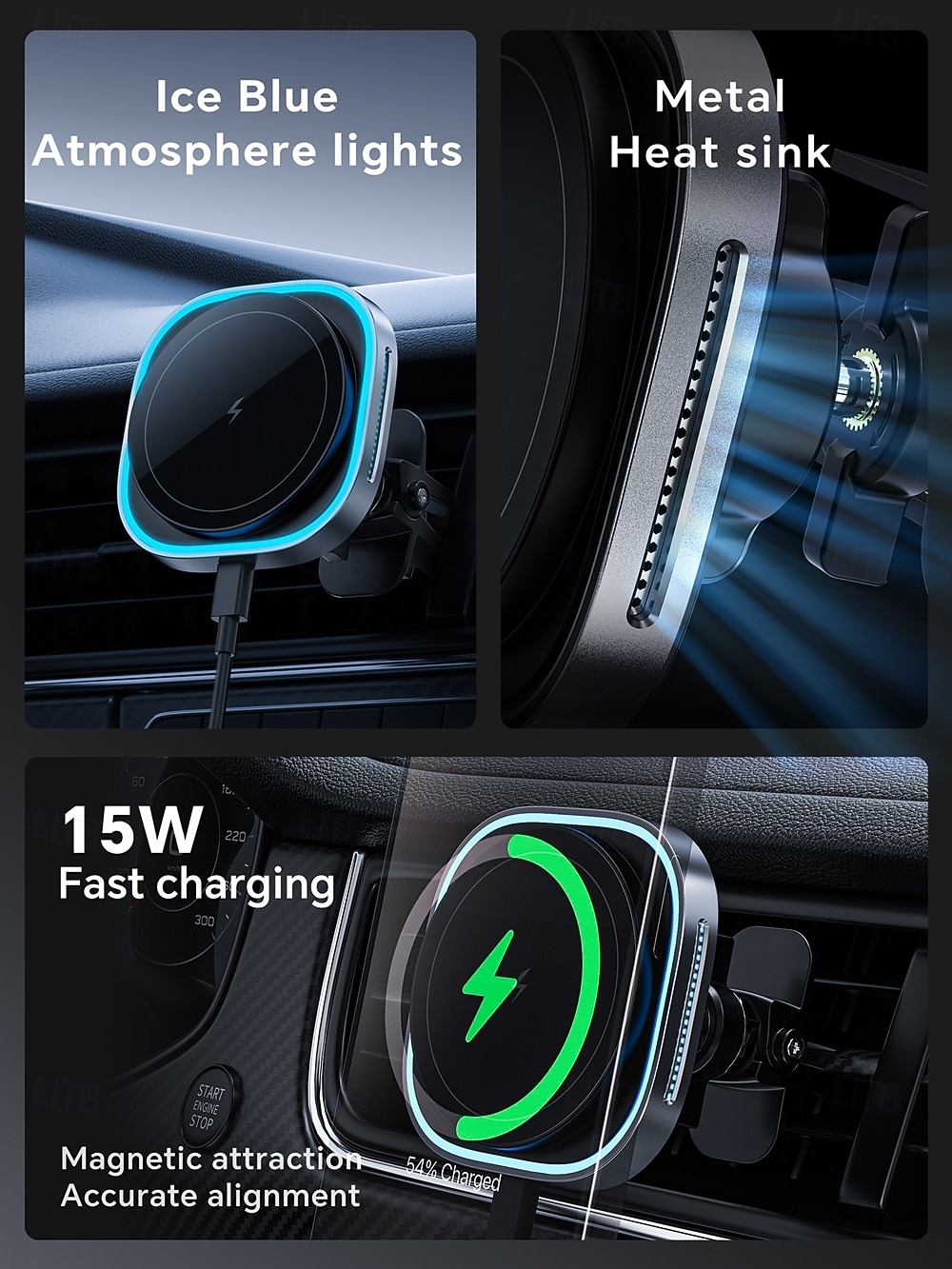 Qi2 15W Magnetic Car Phone Holder Wireless Charger Stand for IPhone 15 16 Pro Max Charging for Magsafe Car Charger LED INNOTREE 2026 - $38.99 –P8