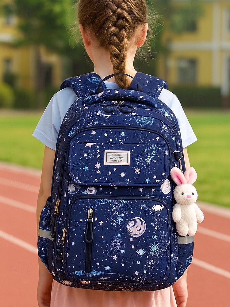 Kids Galaxy Print Backpack with Bunny Charm, Waterproof Large Capacity School Bag for Elementary Students and Daily Use 2026 - $32.99 –P2