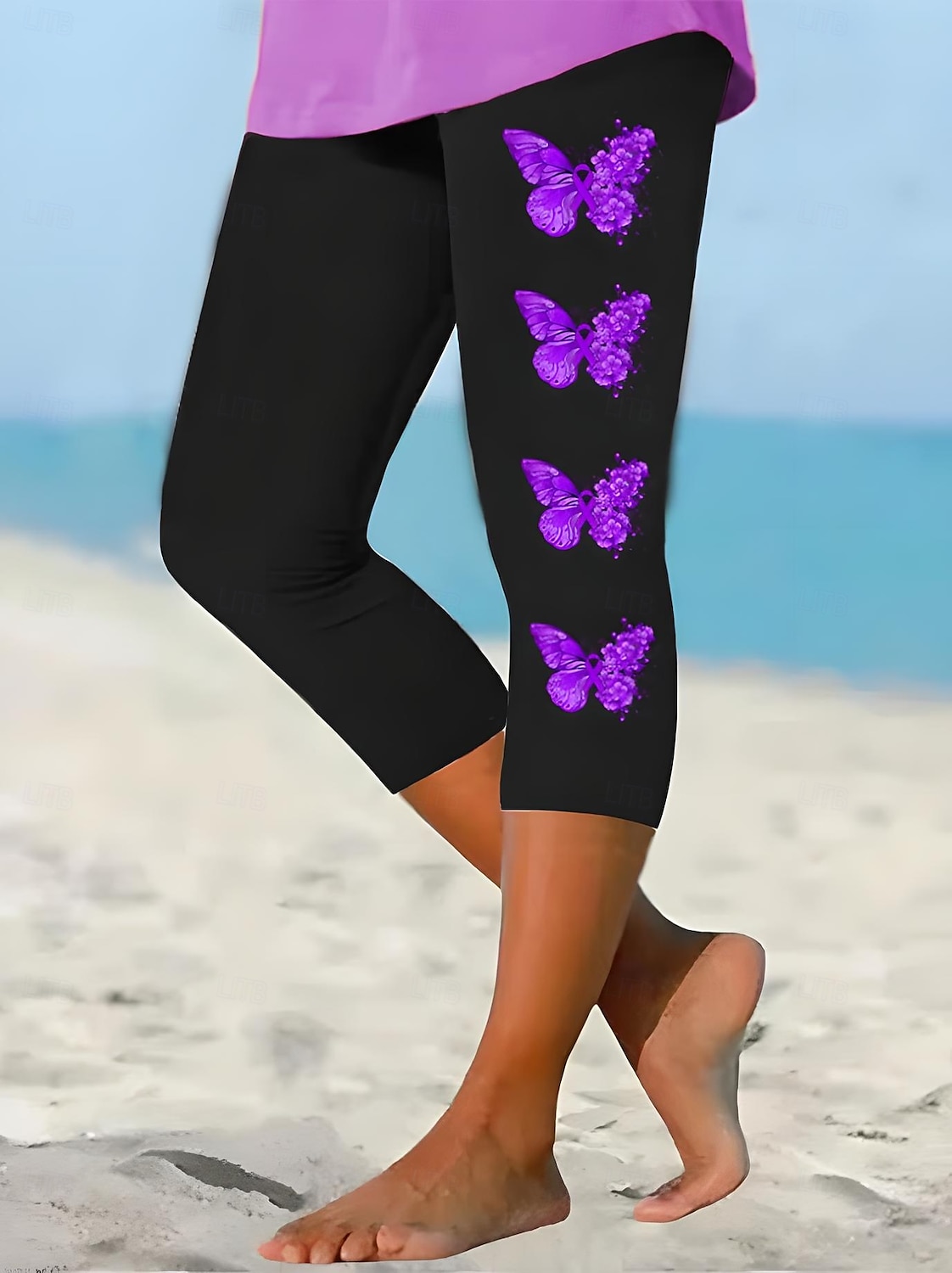 Dámské Legíny Elegantní prázdniny Vinobraní Capris Vysoký pas Grafika Pes Třpytivý Elastické Formální Venkovní Dovolená Černá Bílá Modrá Fialová Léto Jaro Slim 2025 - $18.99 –P1