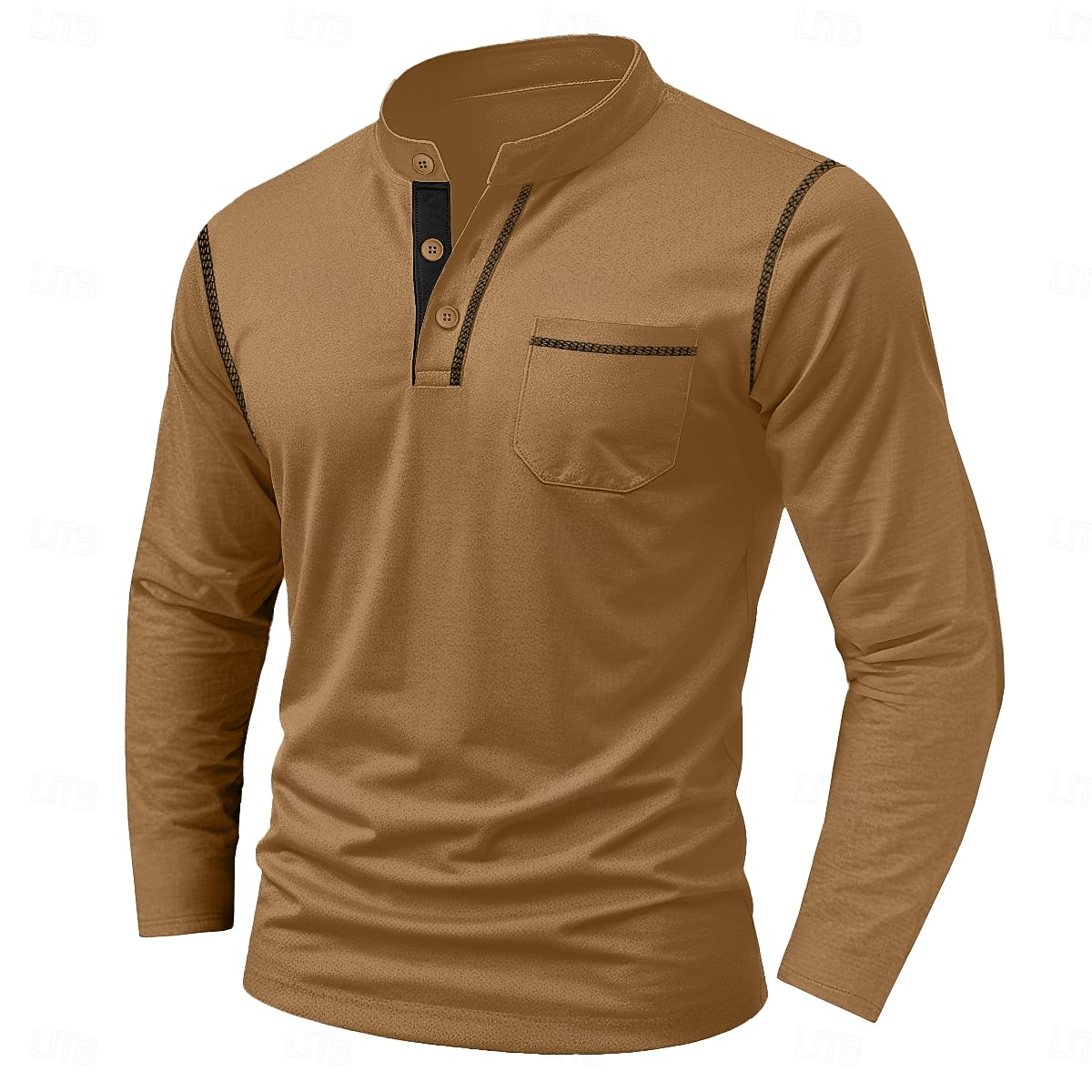 Per uomo Maglia Henley Maglietta Manica Lunga Tinta unica Semplice Tinta unita Moda Designer Casual Tasca Bottoni Henley All'aperto Casuale Quotidiano Estate Autunno Inverno Grigio scuro Nero Bianco del 2025 a $20.99 –P14