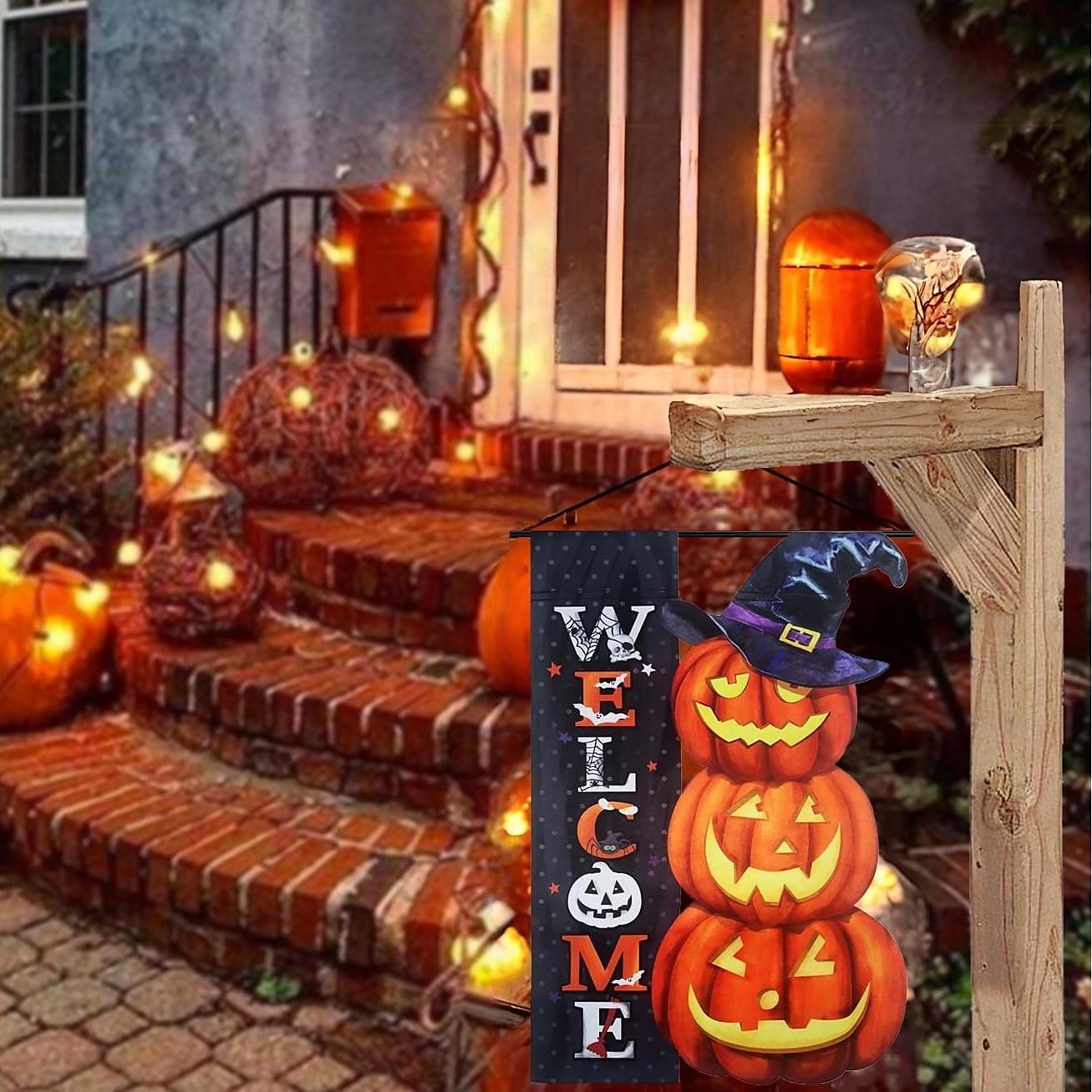 halloween alien hageflagg halloween hagedekorasjon festivaldekorasjon flagg dobbeltsidig tredimensjonal hageflagg 2025 - $10.99 –P7