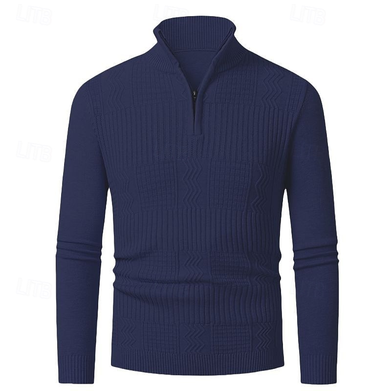 Herren Pullover Pullover mit Viertelreißverschluss Strickpullover Zopfmuster Stricken Normale Oberteile Gestrickt Einfach Viertelreißverschluss Mode Lässig Urlaub Alltagskleidung Bekleidung Herbst 2025 - $22.99 –P11