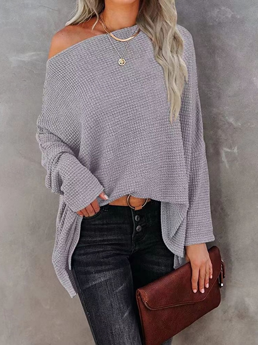 Femmes Chemise Couleur Unie Élégant Occasionnel manche longue Col ras du cou Hauts Réguliers Quotidien Argent Noir Blanche Vin Bleu Été Printemps Automne de 2025 ? $25.99 –P1