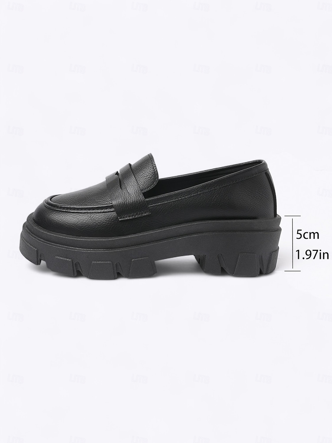 Mocassins noirs épais pour femmes avec semelle plateforme - chaussures décontractées à enfiler tendance pour un usage quotidien, au bureau et en week-end de 2025 ? $24.99 –P6