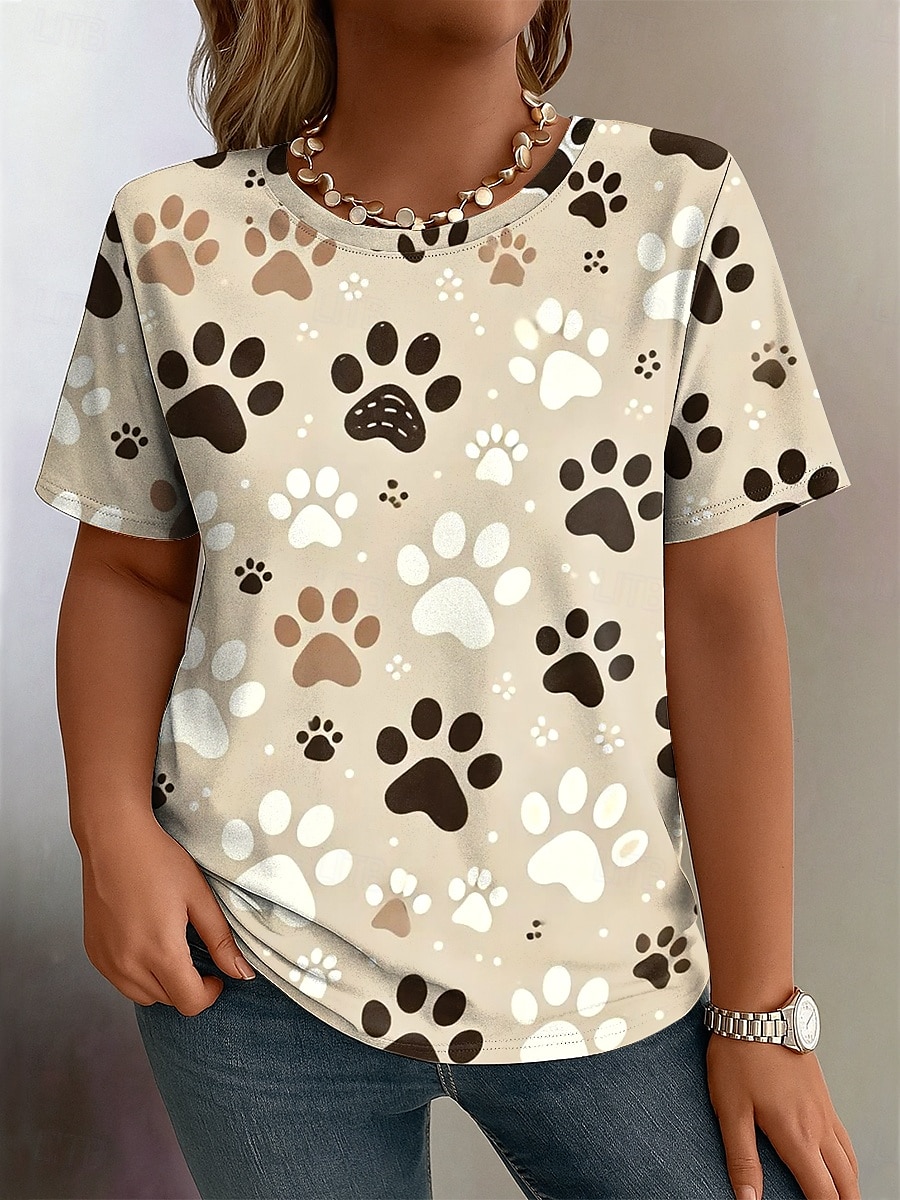 Femmes Grande taille Hauts T-shirt Graphique Animal Imprimé Manche Courte Col ras du cou Occasionnel Quotidien Polyester Printemps Automne Noir Jaune de 2025 ? $19.99 –P5