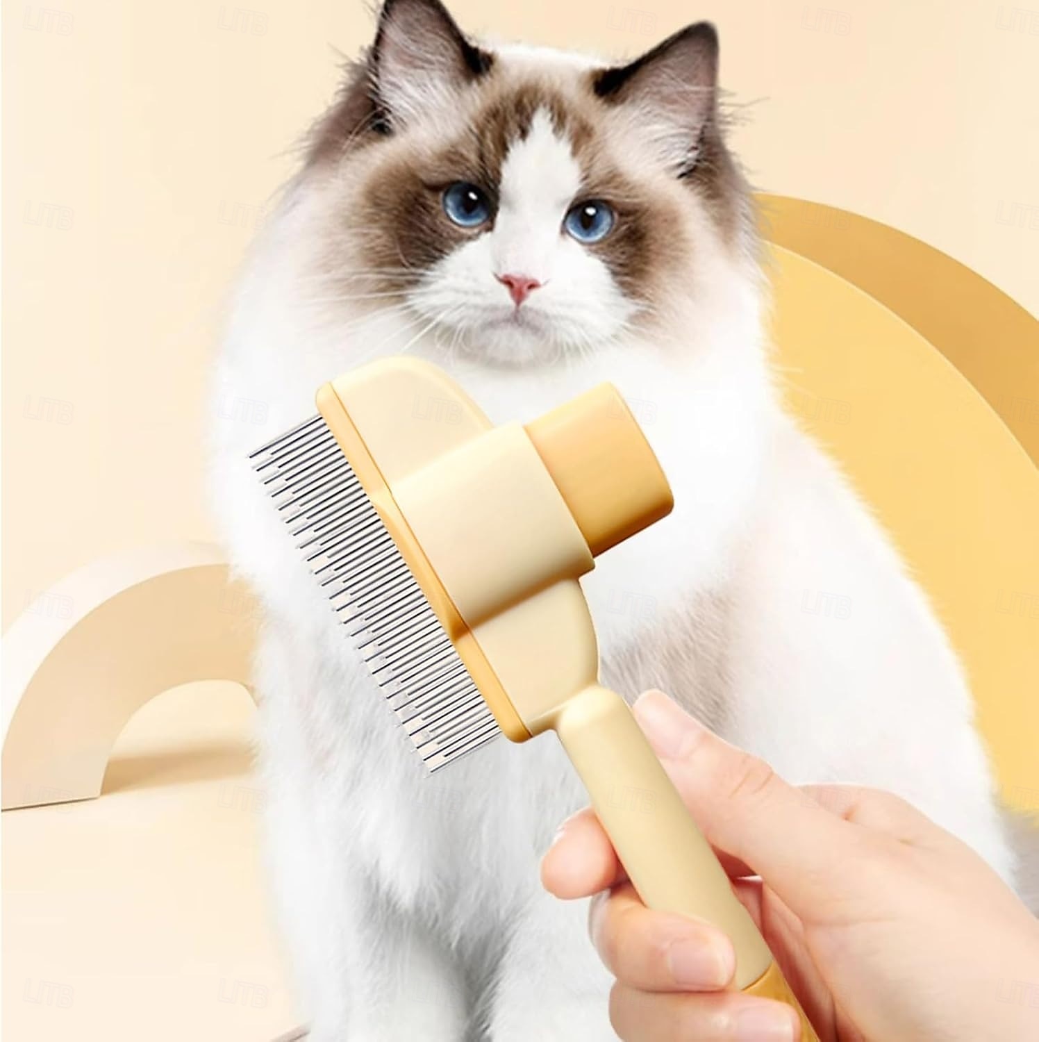 pente para remoção de pelos de animais de estimação com botão de liberação, pente para remoção de pelos de animais de estimação contra pulgas, para cães ou gatos de pelo longo e curto de 2025 por $13.99 –P1