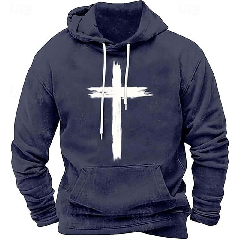 Herren Kapuzensweatshirt Schwarz Weiß Rote Blau Braun Mit Kapuze Kreuz Tasche Druck Sport & Outdoor Täglich Ferien Polyester Streetwear Basic Lässig Frühling Herbst Bekleidung Kapuzenpullover 2025 - $13.99 –P5