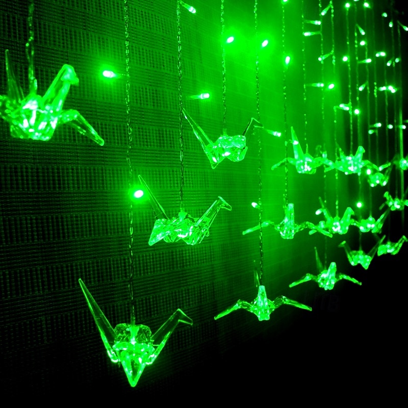 Luces de cadena de hadas 3.5M 96LED coloridas mil grullas de origami luces de cortina LED para boda decoración de habitación fiesta patio destellos luces de cadena de vacaciones enchufe EU US AU UK 2026 - $50.99 –P9