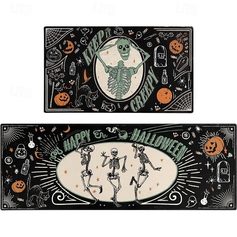 2pcs Halloween Kitchen Rugs and Mats Non-Slip Anti-Fatigue Kitchen Rug Set for Entryway ,Kitchen and Laundry 2025 - $2.49 –P2