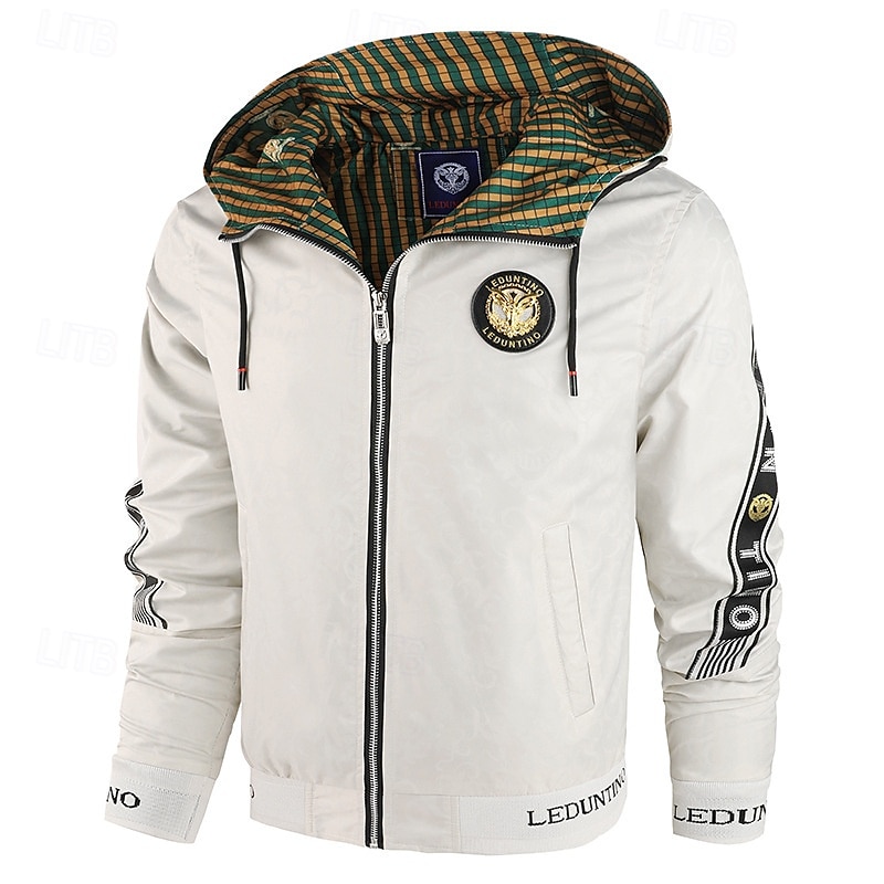 Herren Outdoorjacke Freizeitjacke Urlaub Täglich Winddicht Warm Tasche Herbst Winter Druck Mode Klassisch Mit Kapuze Regulär Schwarz Weiß Jacken 2025 - $51.99 –P2