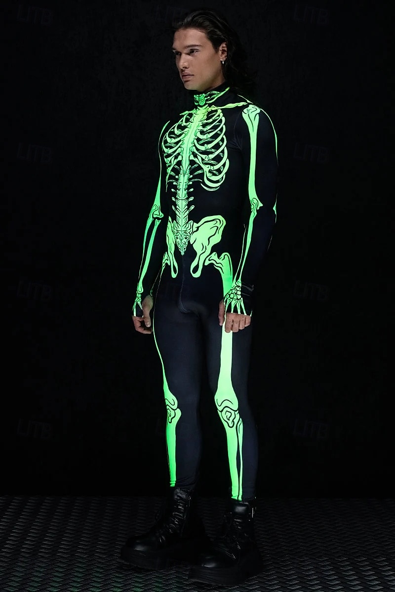 koponya csontváz test halloween csoportos páros jelmezek teljes testes macskaruha ijesztő jelmez férfi női fiú gyermek felnőttek előadás buli klub halloween karnevál halottak napja könnyű 2025 - $29.99 –P3