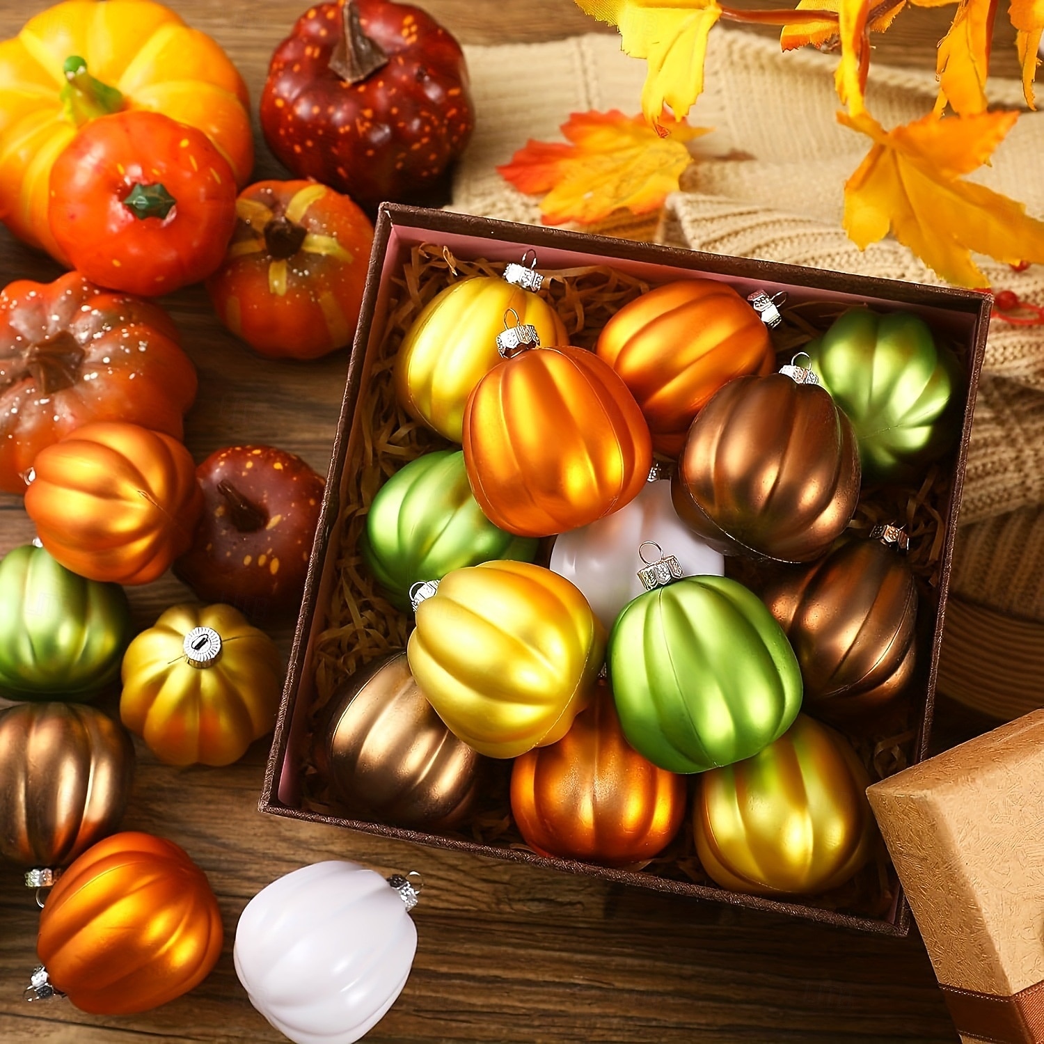 20 ks halloweenských závěsných dýňových ozdob, strašidelných mini halloweenských koulí, 5cm matných podzimních dýňových ozdob na stromeček, věnec, krb, párty nebo dekoraci na Den díkůvzdání 2025 - $11.99 –P1