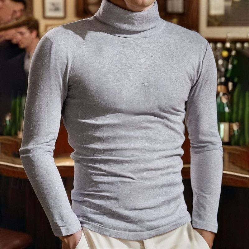 Męskie Sweter sweter Sweter z dzianiny Prążkowany Robić na drutach Zwykłe topy Dzianiny Równina Golf Moda Codzienny Urlop Dzienne zużycie Odzież Jesień i zima Wino Czarny S M L 2026 - $16.99 –P6