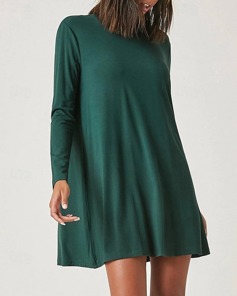 Damen Minikleid Freizeitkleid Mode Klassisch Outdoor Date Normale Passform Einfach Langarm Rundhalsausschnitt Grün Sommer Frühling Herbst 2025 - $21.99 –P1
