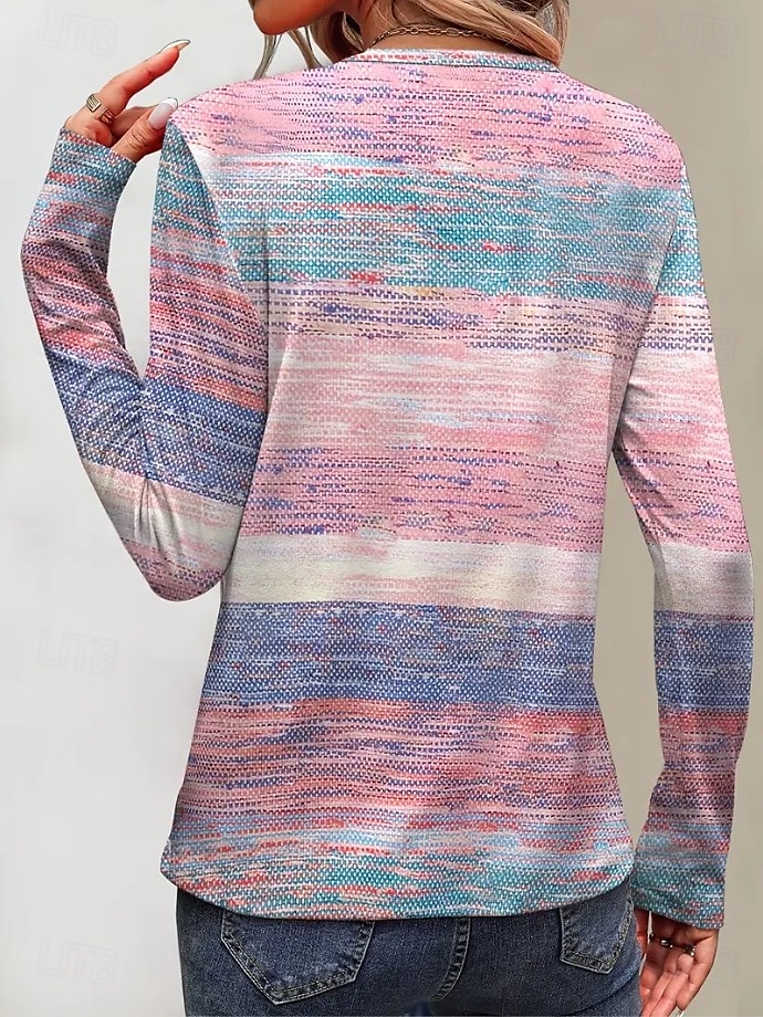 Påske Dame T skjorte Grafisk Geometrisk Ruter Årgang Stilfull Klassisk Langermet Crew-hals Rund hals Vanlige topper Daglig Trykt mønster Rosa Brun Sommer Vår Høst 2025 - $22.99 –P2