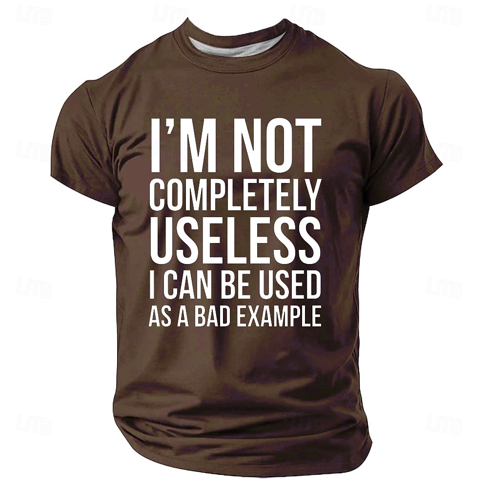 Camiseta para hombre "No soy completamente inútil, puedo ser usado como un mal ejemplo", divertida, cuello redondo, ropa, estampado gráfico, calle, diario, manga corta, moda, genial, clásica, 2025 - $17.99 –P4