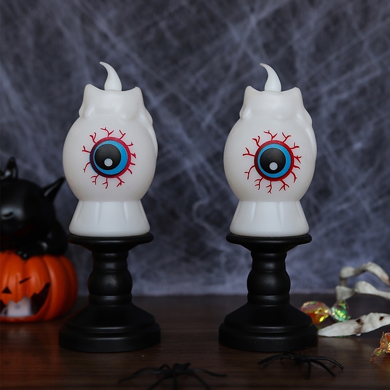 2 stk. halloween gresskarlykt hjemdekorasjon rekvisitter elektronisk stearinlys spøkelsesfestival festartikler bar hjemsøkt husdekorasjoner nattlys svart katt hodeskalle øyeeplelys 2025 - $11.49 –P11